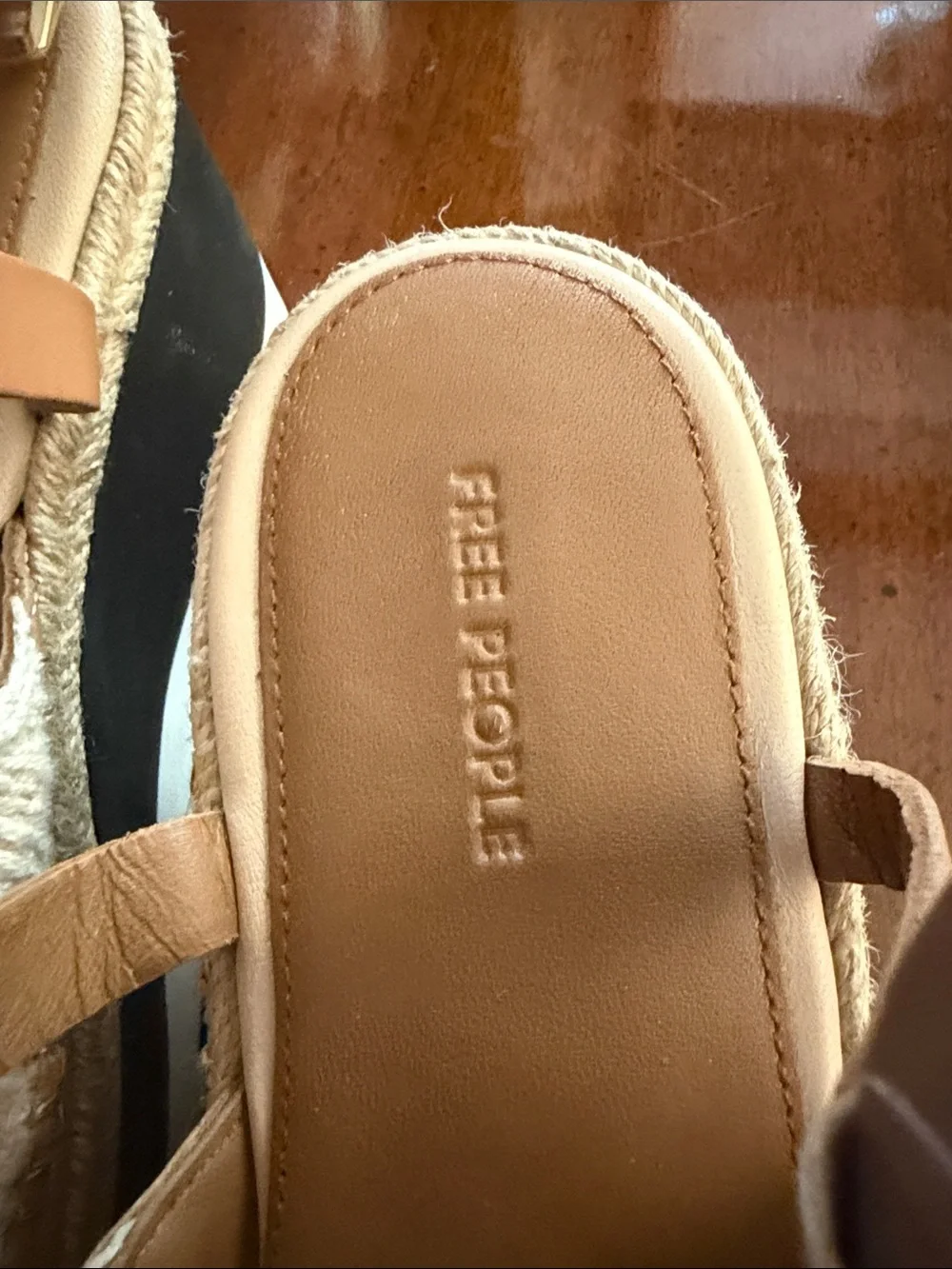 Free People Cream Crochet Espadrille Platform Sandals with Tan Trim